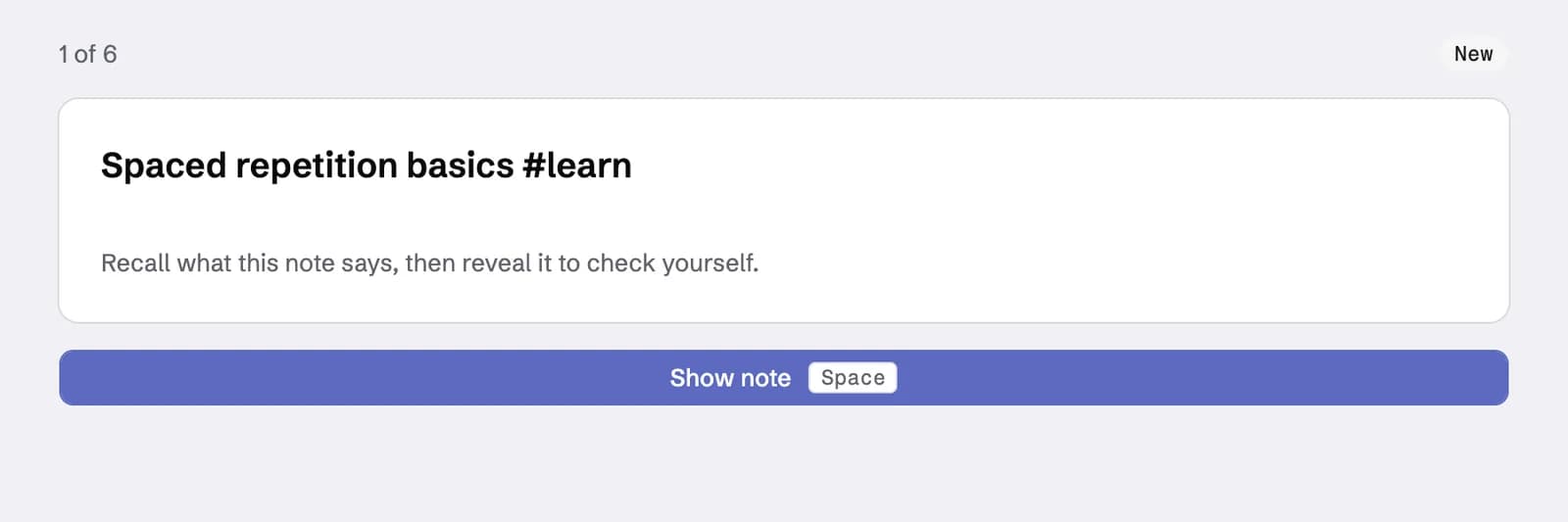 A review session in Dexi: recall the note, then reveal it to check yourself